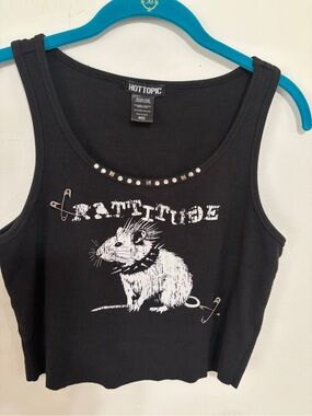 Hot Topic Black Ribbed Tank Top with Branded Neck Label